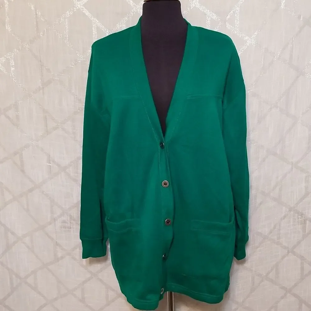 Vintage Cervelle Green Cardigan Women's Size 1X Fall Winter Pockets
